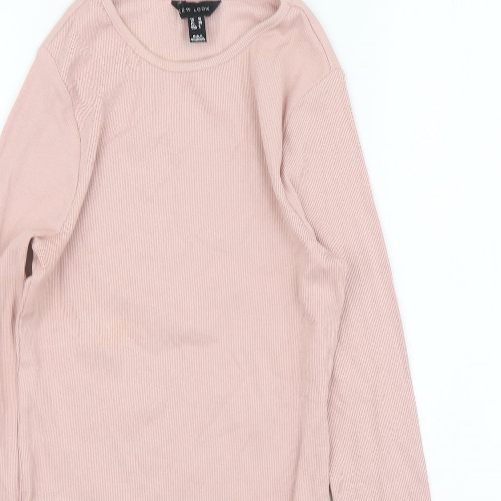 New Look Womens Pink Cotton Basic T-Shirt Size 10 Round Neck