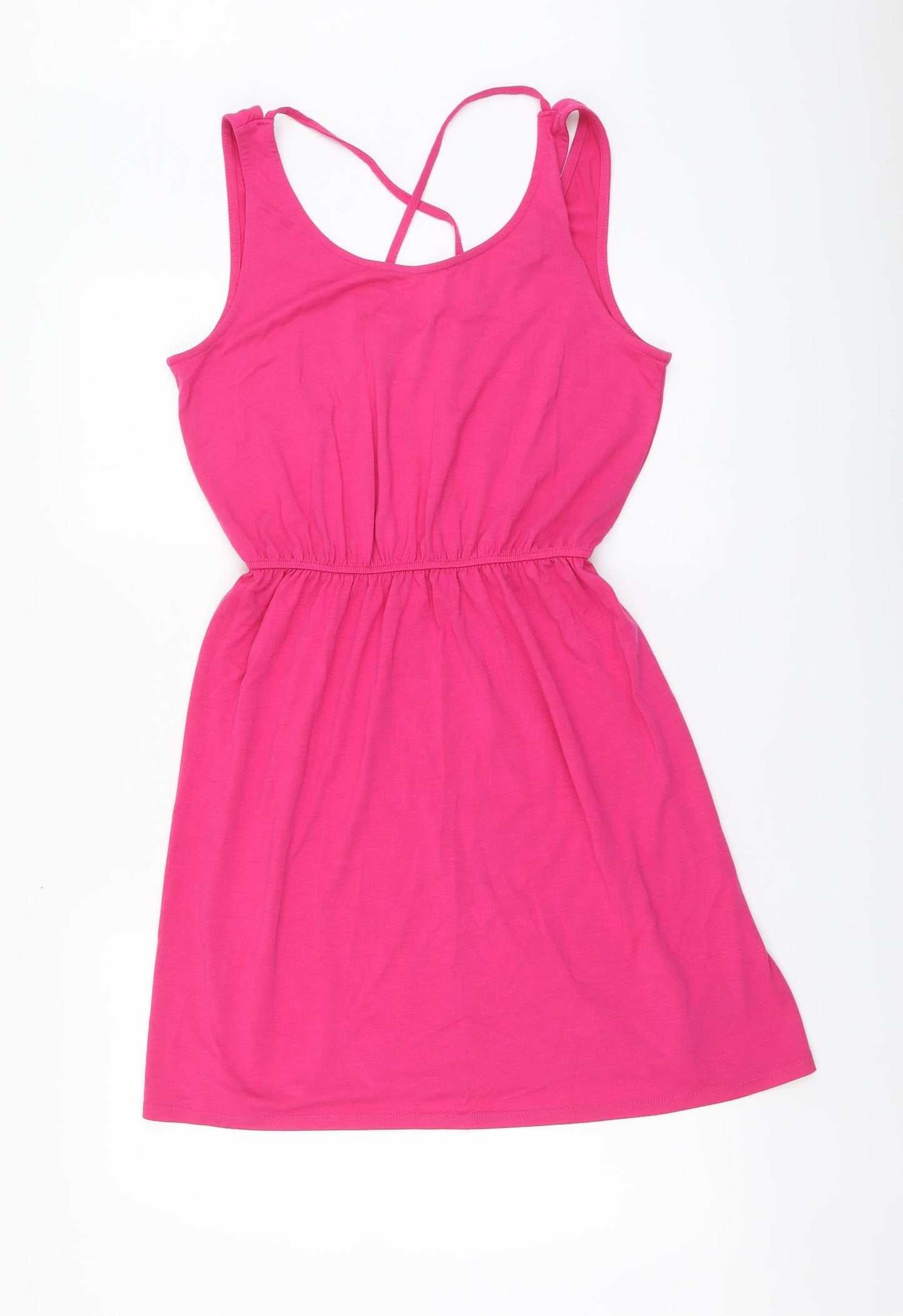 George Womens Pink Polyester Skater Dress Size 12 Round Neck Pullover