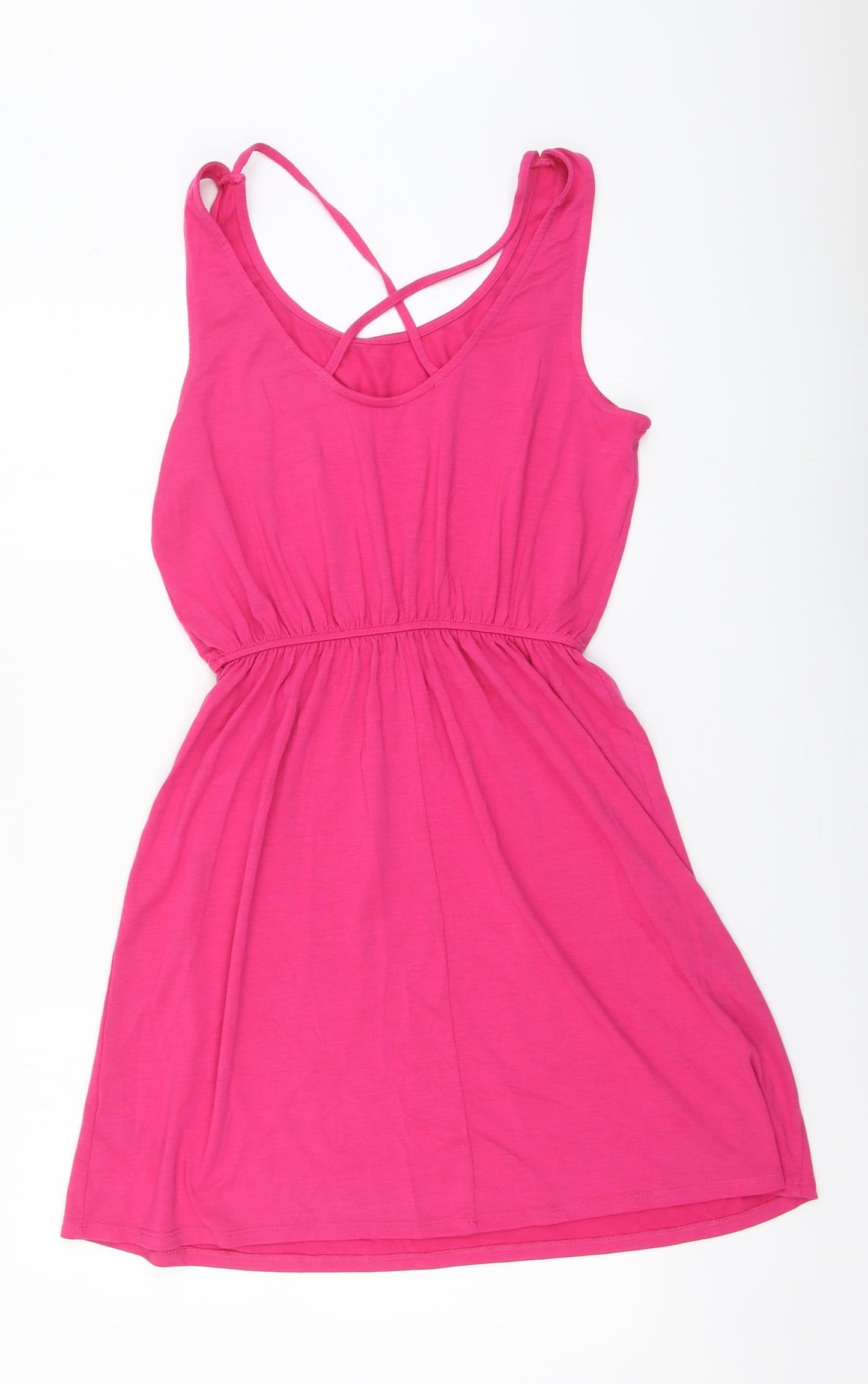 George Womens Pink Polyester Skater Dress Size 12 Round Neck Pullover