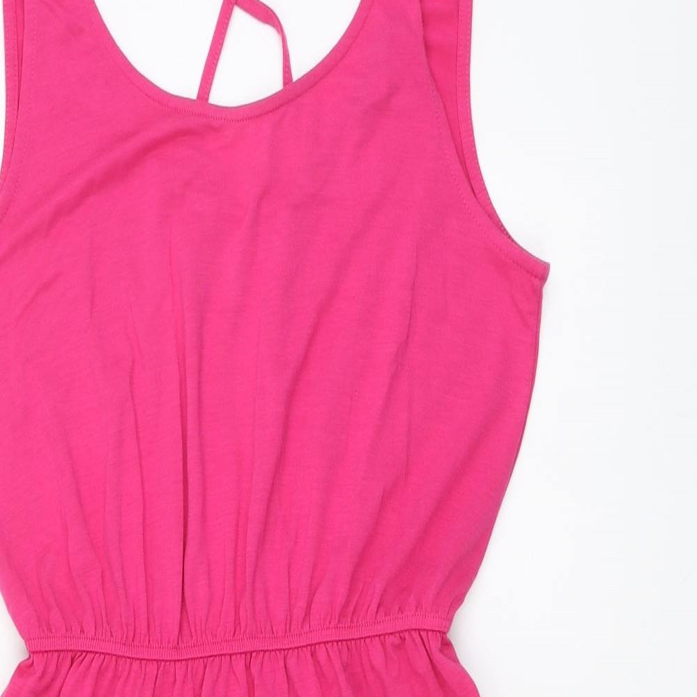 George Womens Pink Polyester Skater Dress Size 12 Round Neck Pullover
