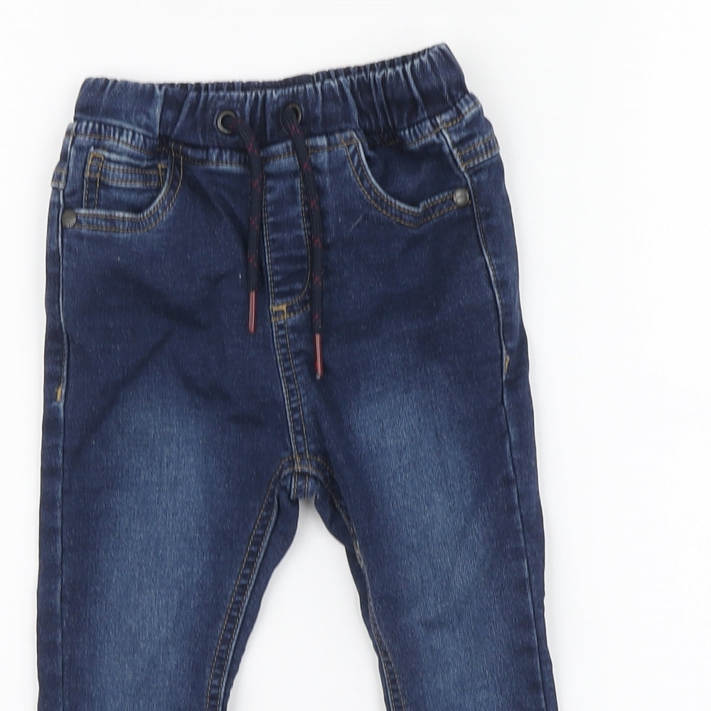 NEXT Boys Blue Cotton Jogger Jeans Size 18-24 Months Button