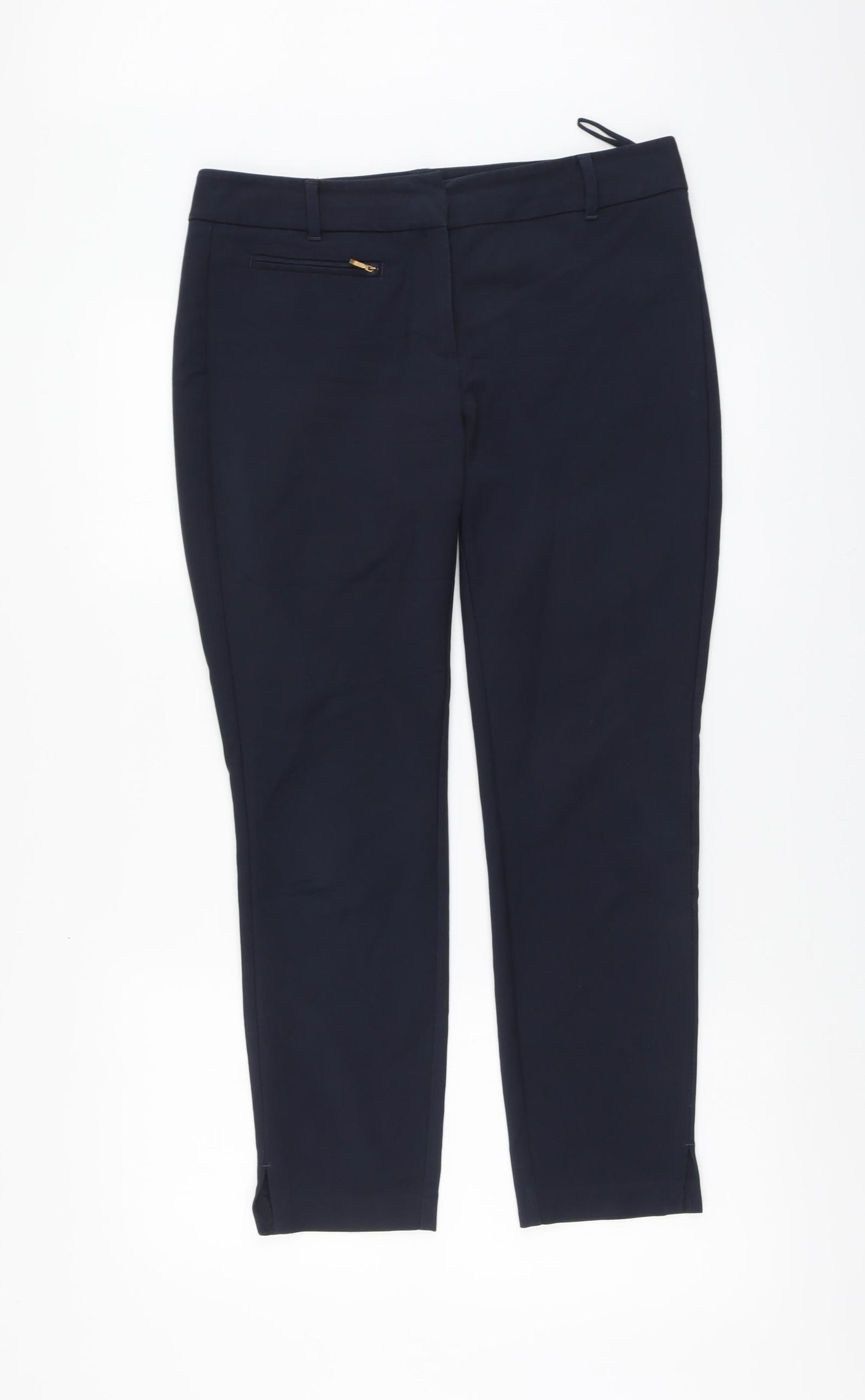 NEXT Womens Blue Cotton Chino Trousers Size 10 L26 in Regular Button