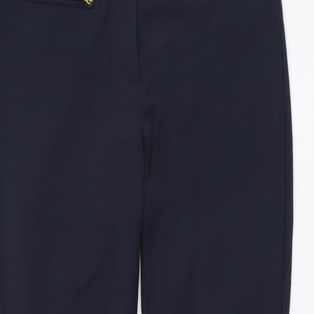 NEXT Womens Blue Cotton Chino Trousers Size 10 L26 in Regular Button