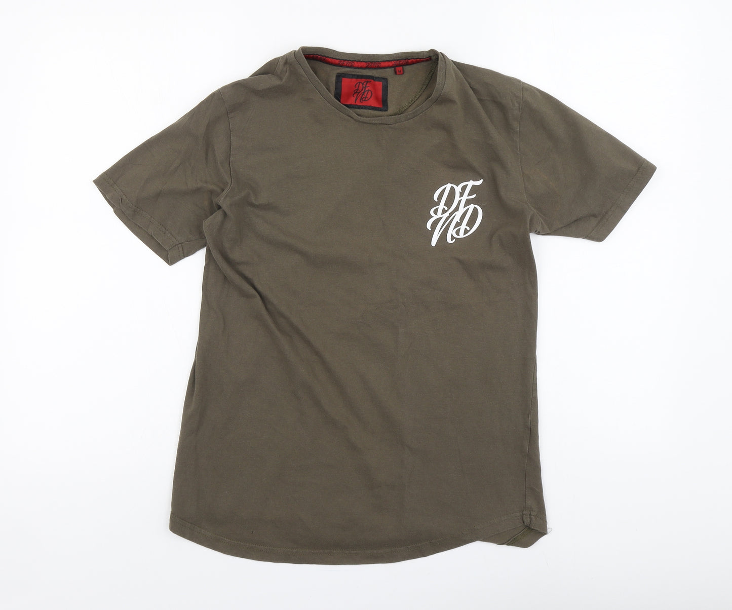 DFVD Womens Green Cotton Basic T-Shirt Size M Round Neck