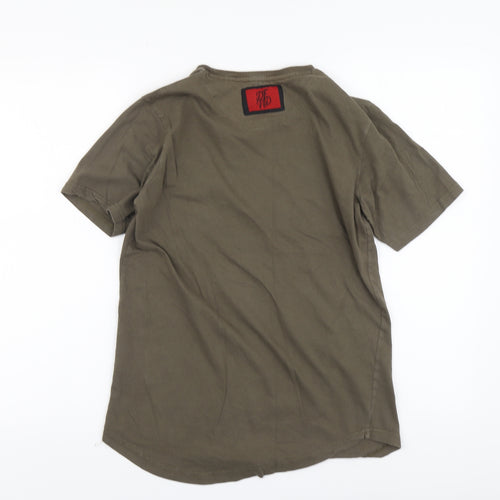 DFVD Womens Green Cotton Basic T-Shirt Size M Round Neck