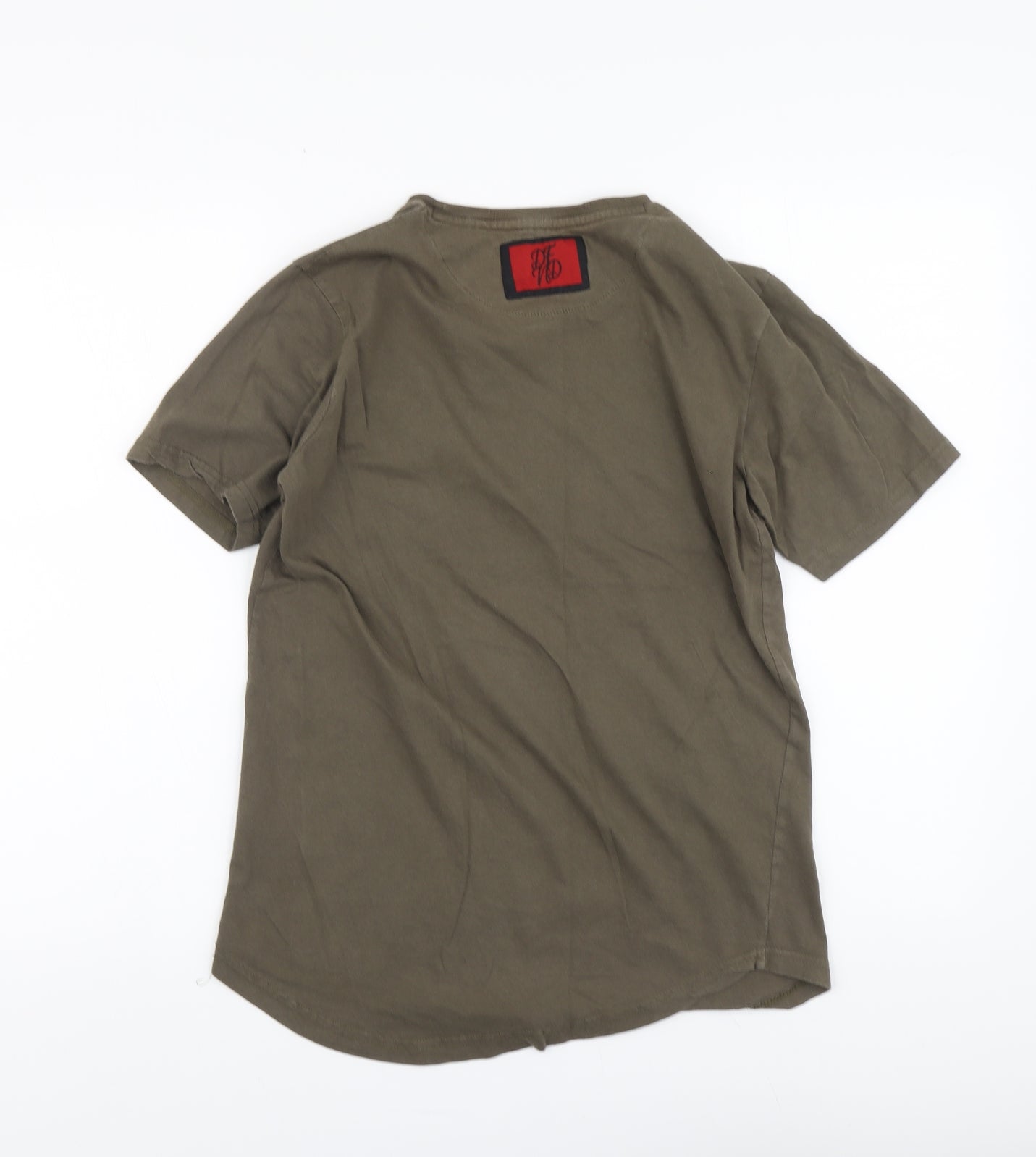DFVD Womens Green Cotton Basic T-Shirt Size M Round Neck