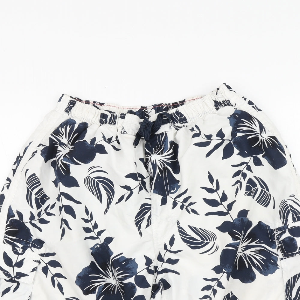 Cherokee Mens White Floral Polyester Bermuda Shorts Size XL L10 in Regular Drawstring - Swimming shorts