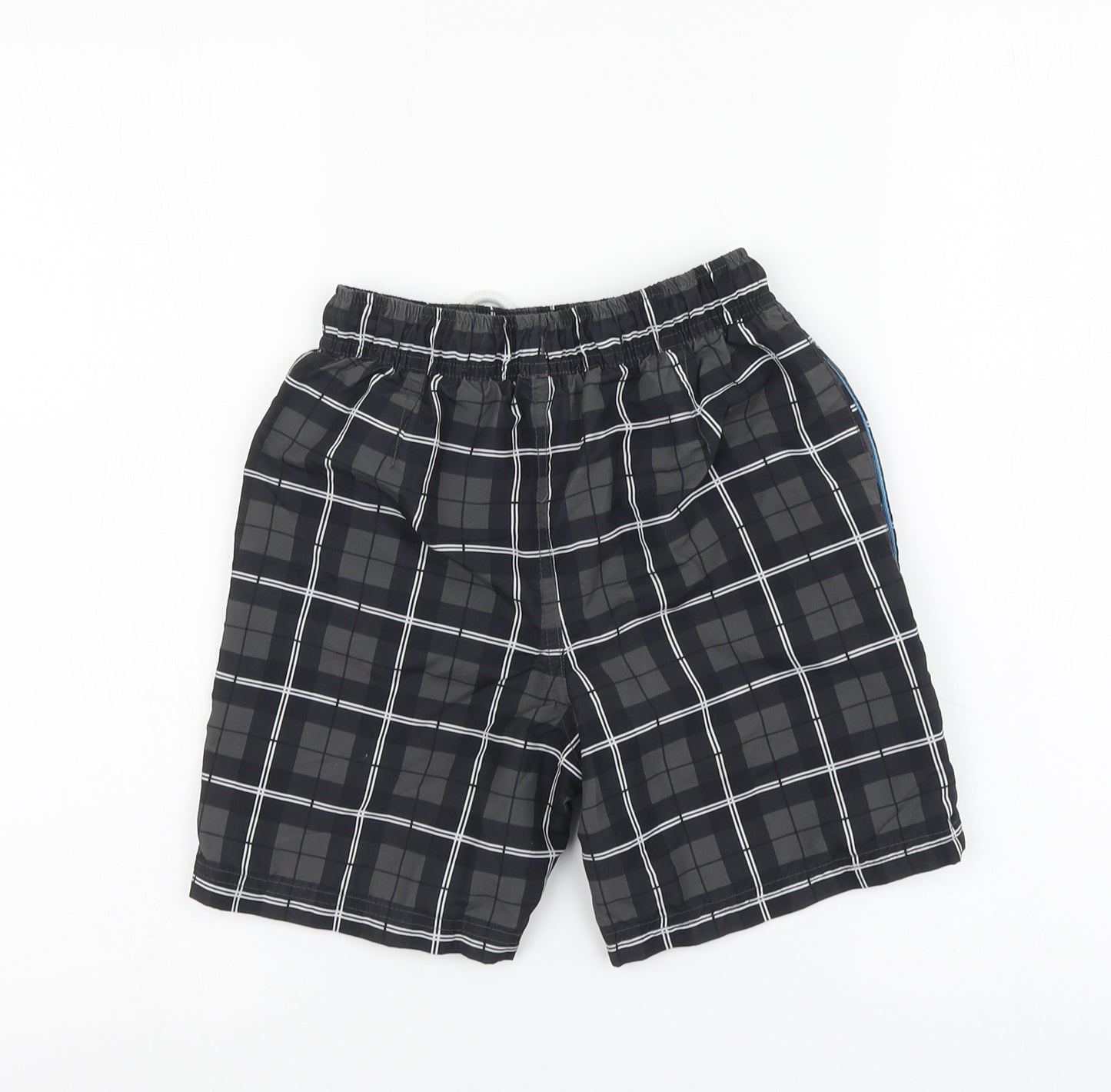 McKenzie Boys Grey Plaid Polyester Bermuda Shorts Size 8 Years Regular Drawstring - Swimming Shorts
