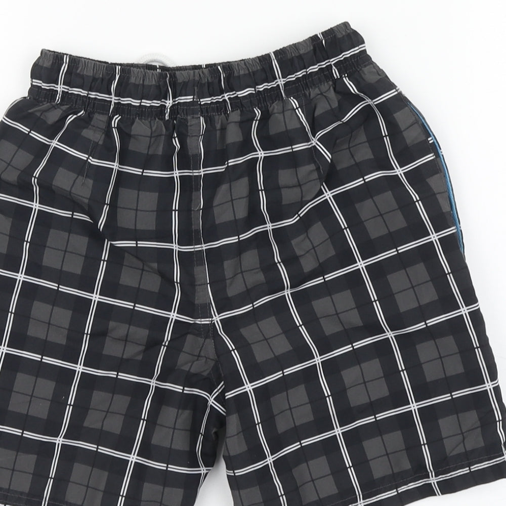 McKenzie Boys Grey Plaid Polyester Bermuda Shorts Size 8 Years Regular Drawstring - Swimming Shorts
