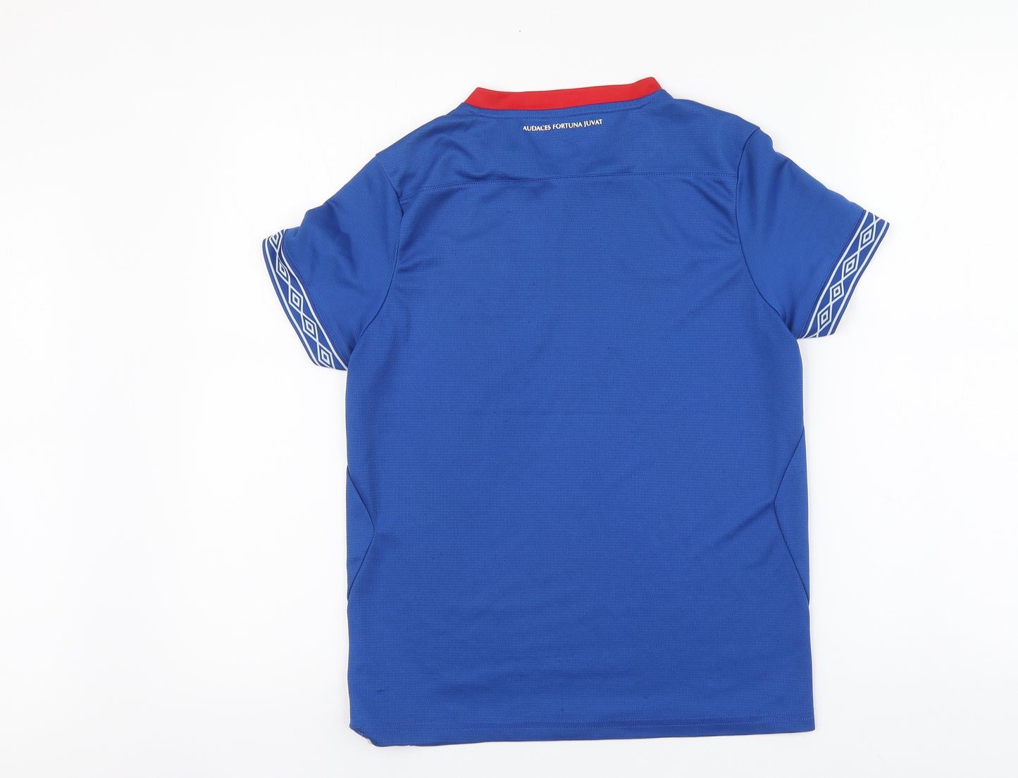 Umbro Boys Blue Polyester Basic T-Shirt Size 12 Years Round Neck Pullover - Linfield FC