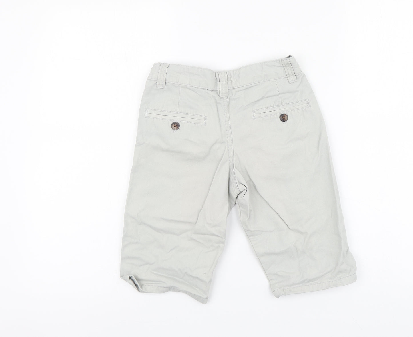Denim & Co. Boys Grey Cotton Chino Shorts Size 8-9 Years Regular Zip