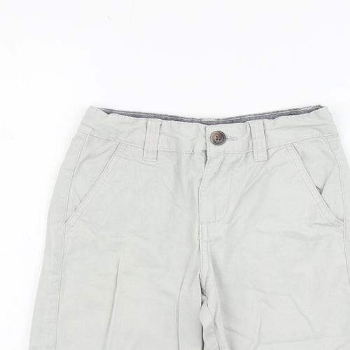 Denim & Co. Boys Grey Cotton Chino Shorts Size 8-9 Years Regular Zip