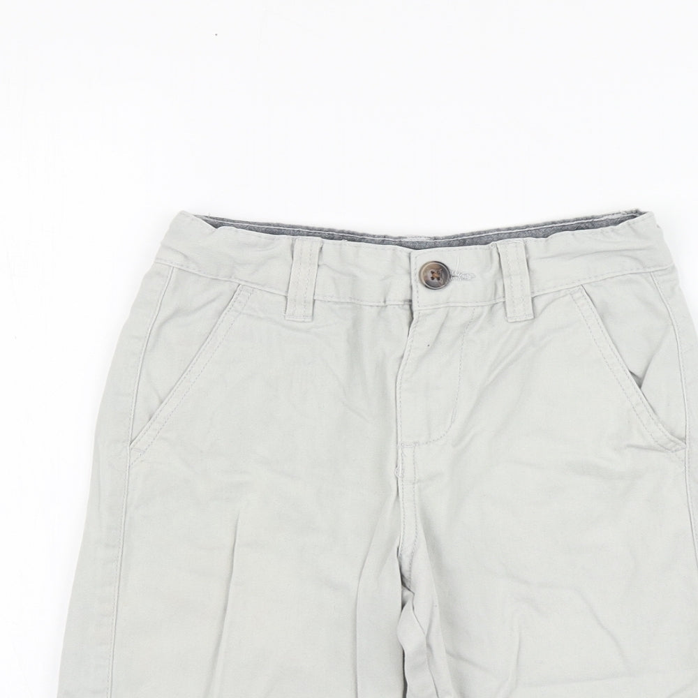 Denim & Co. Boys Grey Cotton Chino Shorts Size 8-9 Years Regular Zip