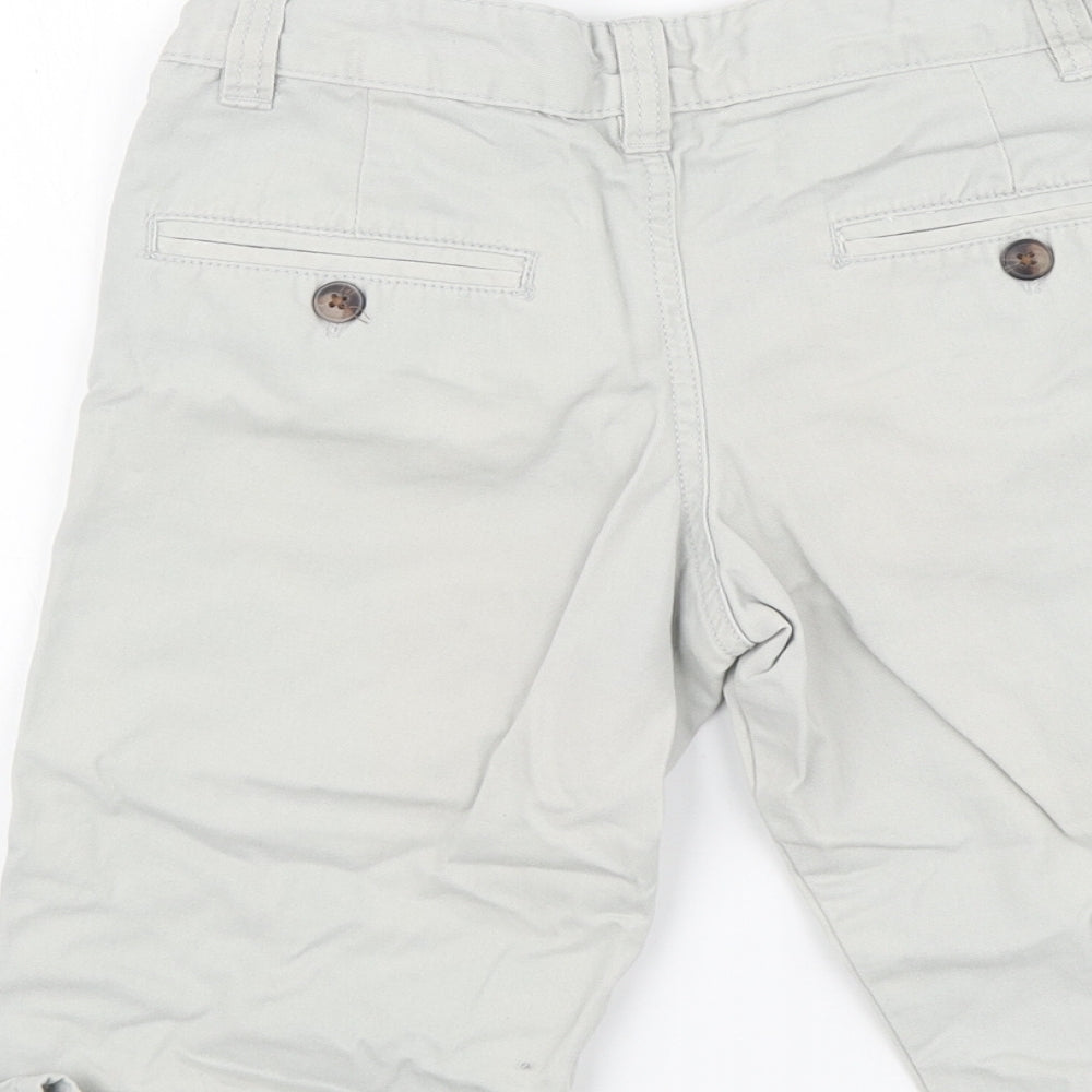 Denim & Co. Boys Grey Cotton Chino Shorts Size 8-9 Years Regular Zip