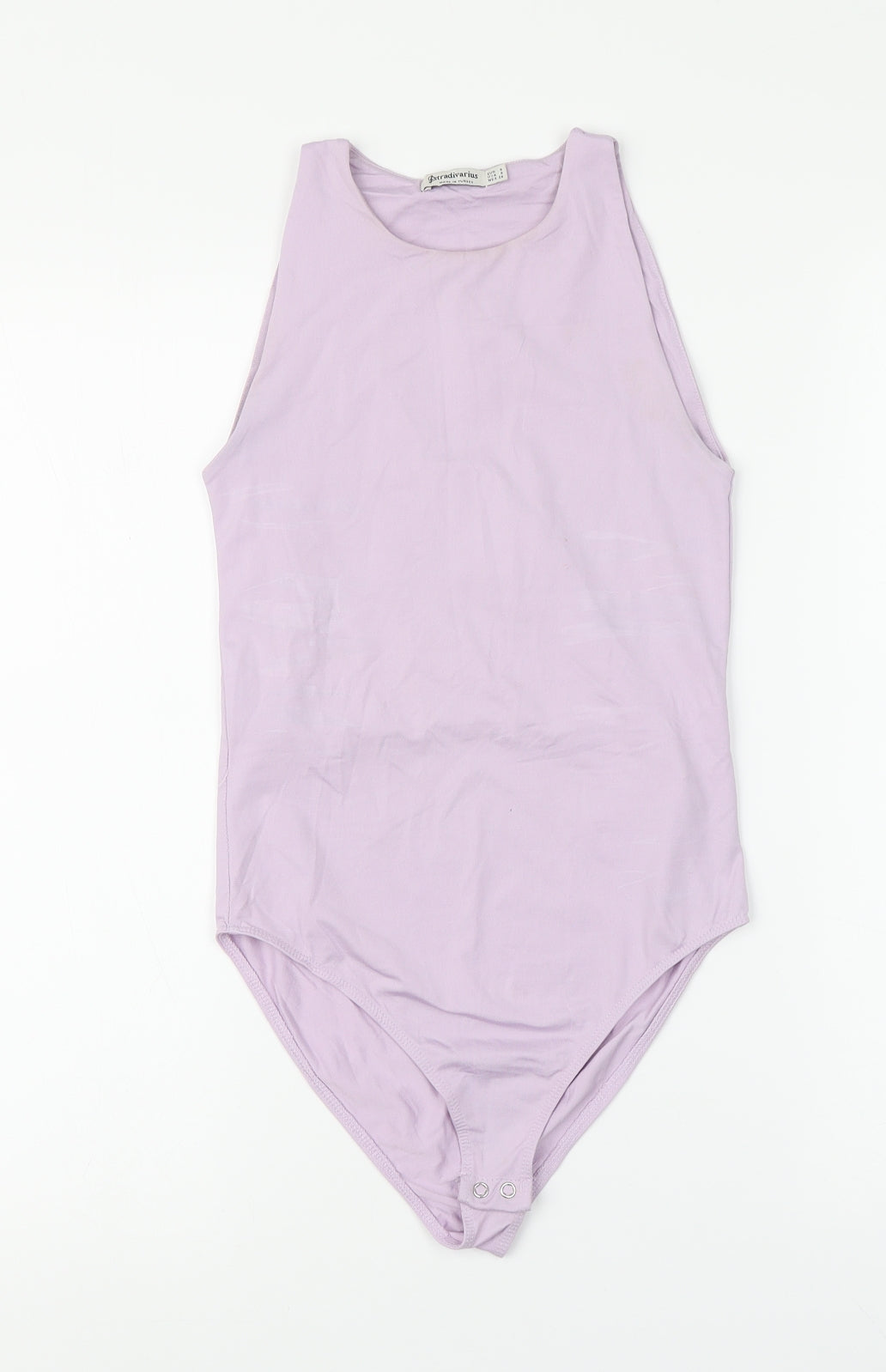 Stradivarius Womens Purple Polyamide Bodysuit One-Piece Size S Snap