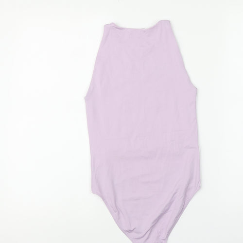 Stradivarius Womens Purple Polyamide Bodysuit One-Piece Size S Snap