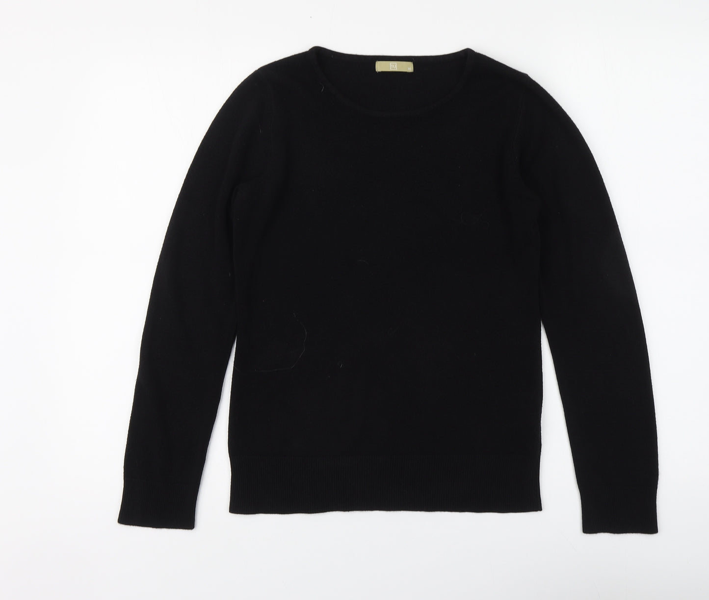TU Womens Black Round Neck Acrylic Pullover Jumper Size 10