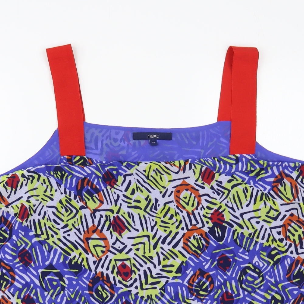 NEXT Womens Blue Geometric Polyester Camisole Blouse Size 20 Square Neck