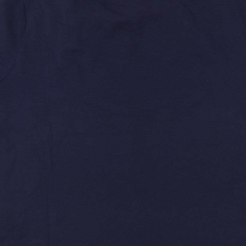 Dunnes Stores Womens Blue Floral Cotton Basic T-Shirt Size XL Round Neck