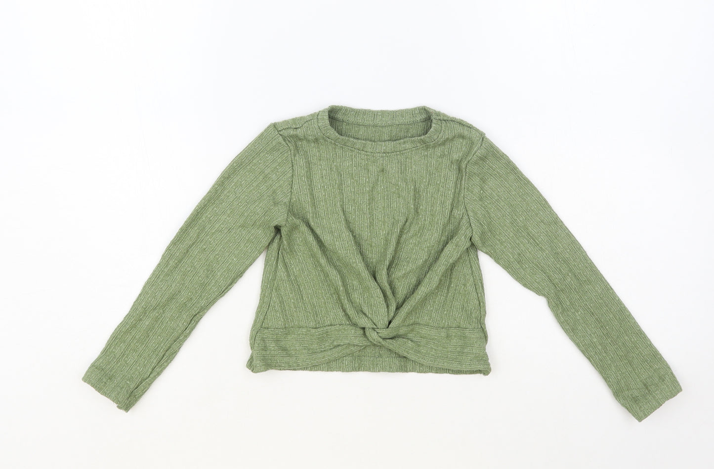 Dunnes Stores Girls Green Crew Neck Polyester Pullover Jumper Size 6-7 Years Pullover - Knot Detail