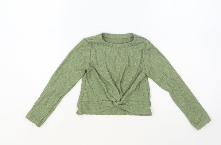 Dunnes Stores Girls Green Crew Neck Polyester Pullover Jumper Size 6-7 Years Pullover - Knot Detail