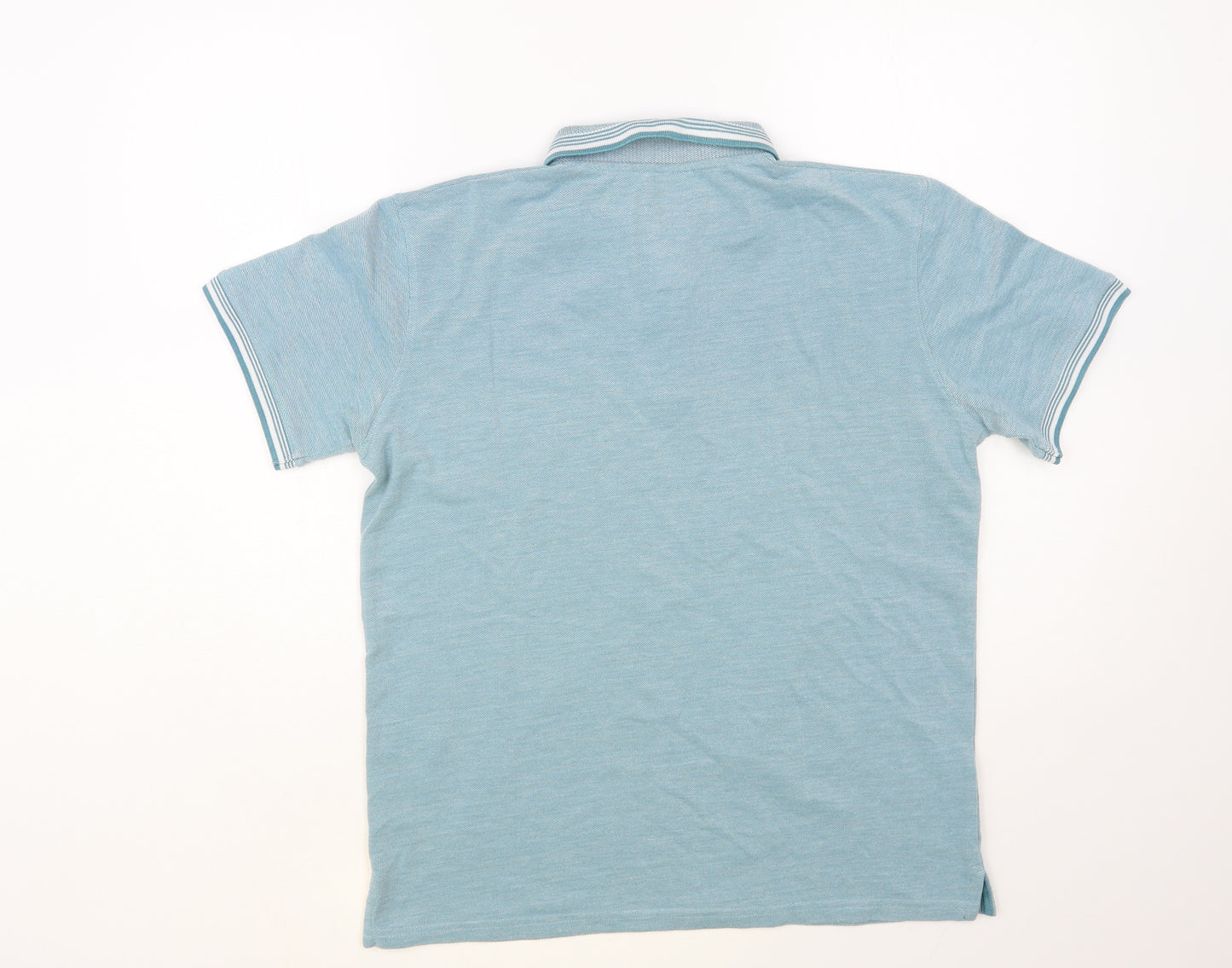 Dunnes Stores Mens Blue Cotton Polo Size S Collared Button