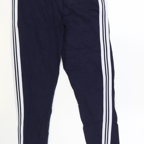 Dutch Harbor Womens Blue Cotton Jogger Trousers Size M L30 in Regular Drawstring - Side Stripe