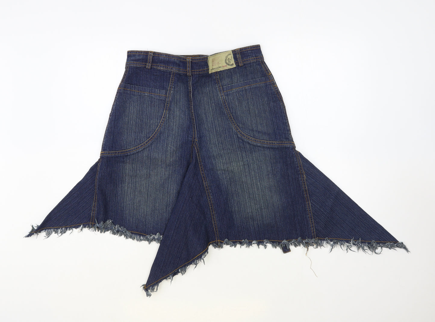 Beauty Angel Womens Blue Cotton A-Line Skirt Size 12 Button