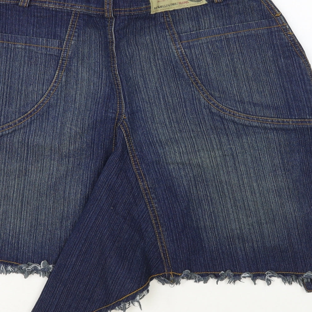 Beauty Angel Womens Blue Cotton A-Line Skirt Size 12 Button