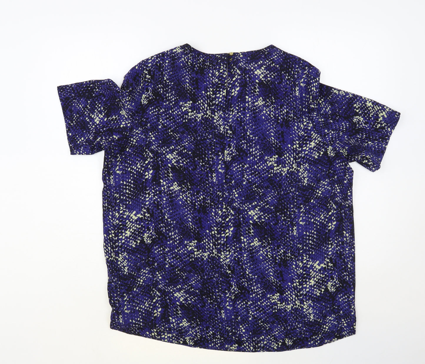 Marks and Spencer Womens Blue Animal Print Polyester Basic Blouse Size 14 Round Neck - Snake Print