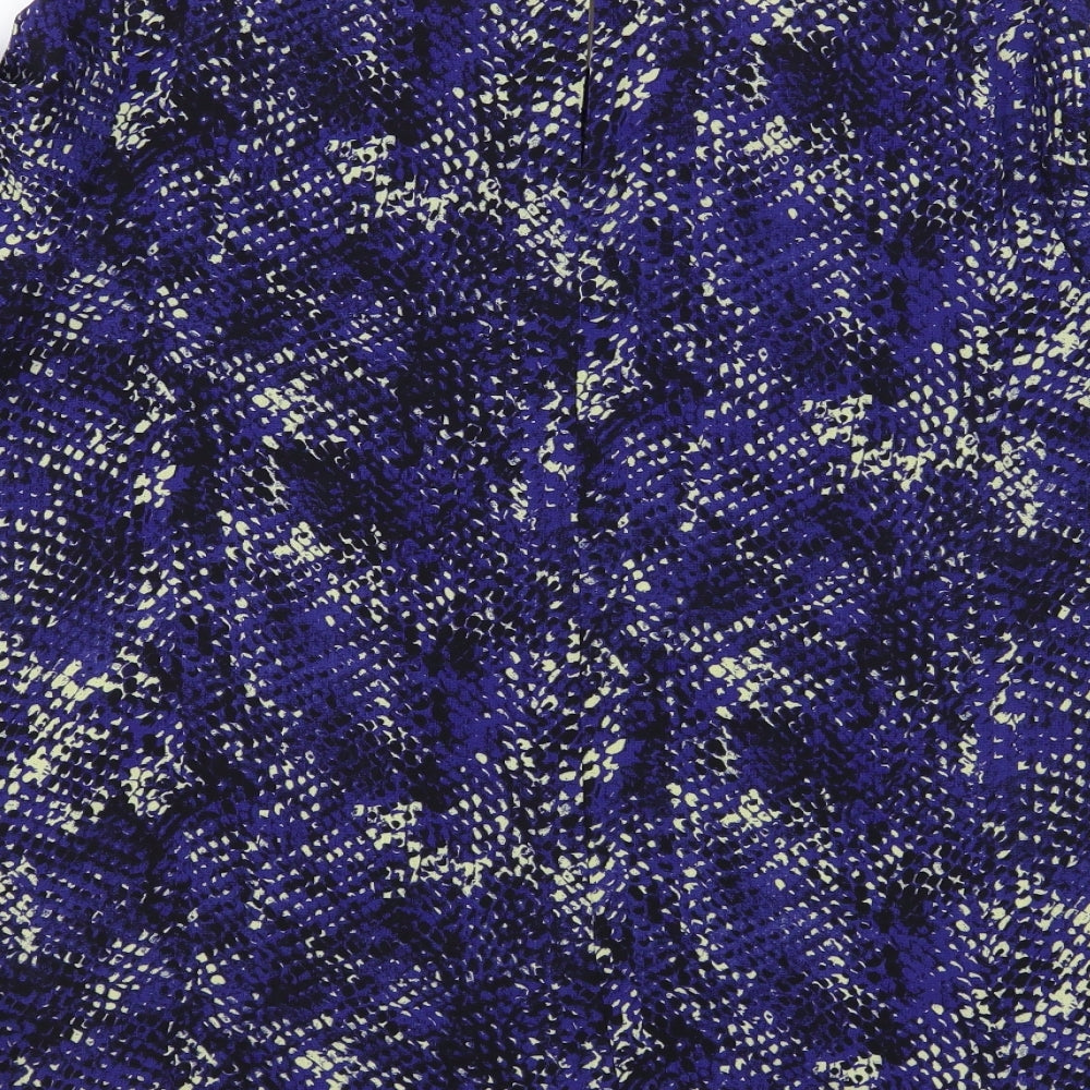 Marks and Spencer Womens Blue Animal Print Polyester Basic Blouse Size 14 Round Neck - Snake Print