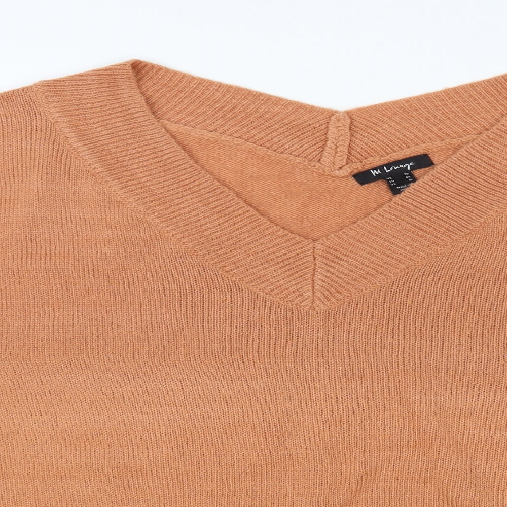 M Lounge Womens Pink V-Neck Acrylic Pullover Jumper Size 20