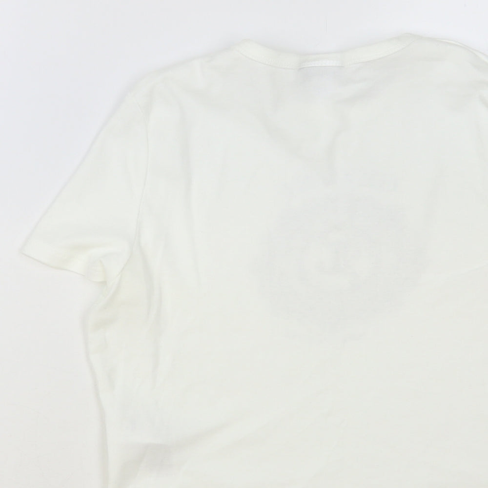 Topshop Womens White Cotton Basic T-Shirt Size 12 Crew Neck - Gemini