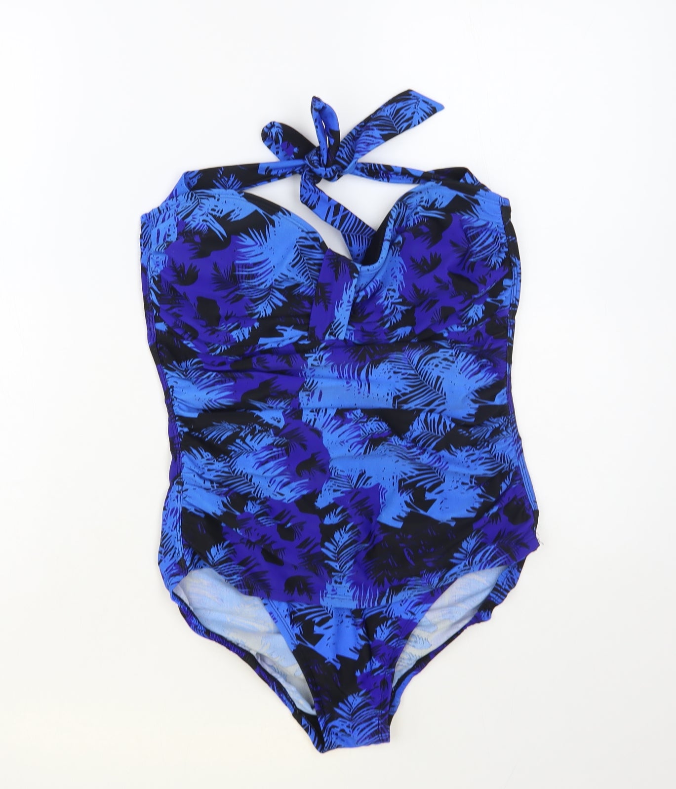 Shore Shapes Womens Blue Floral Nylon One Piece Size 16 - Halter Neck