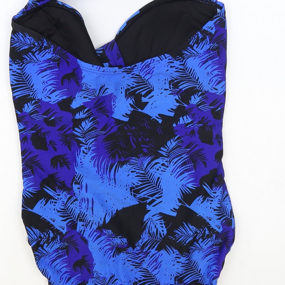 Shore Shapes Womens Blue Floral Nylon One Piece Size 16 - Halter Neck