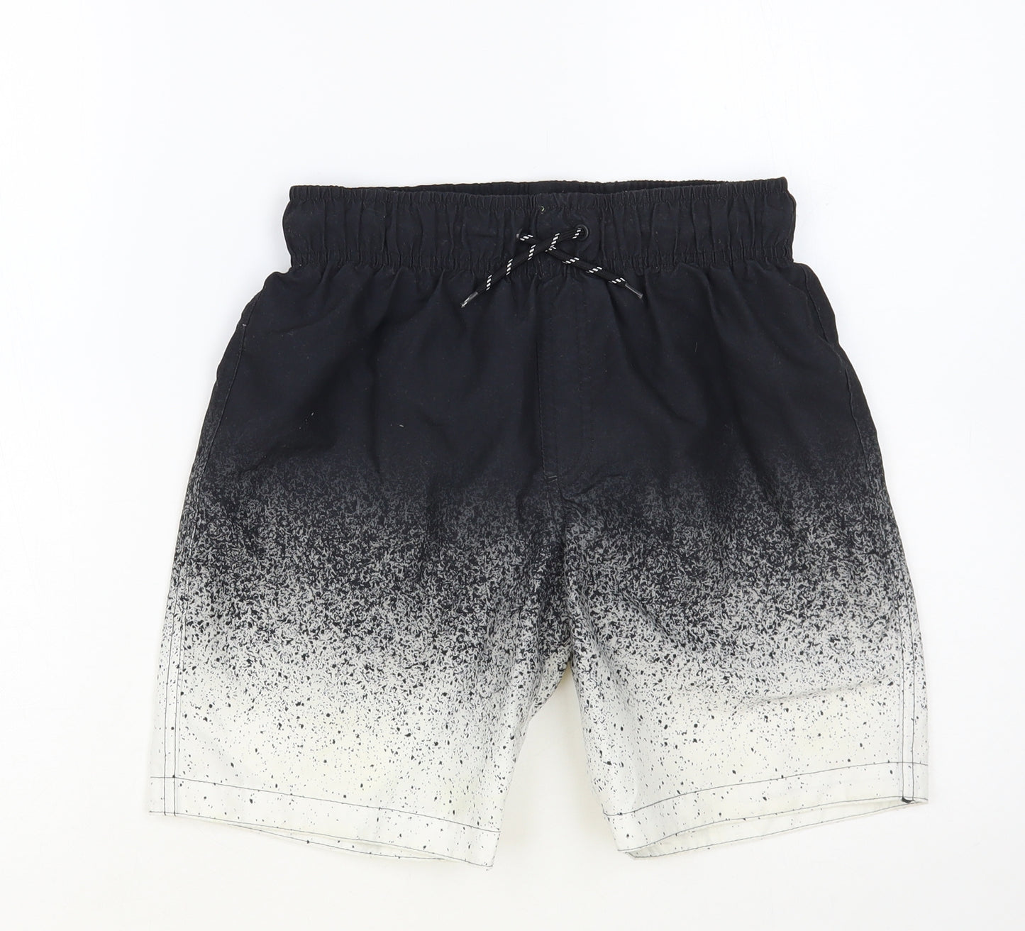 Primark Boys Black Geometric Polyester Sweat Shorts Size 10-11 Years Regular Drawstring - Swim Shorts