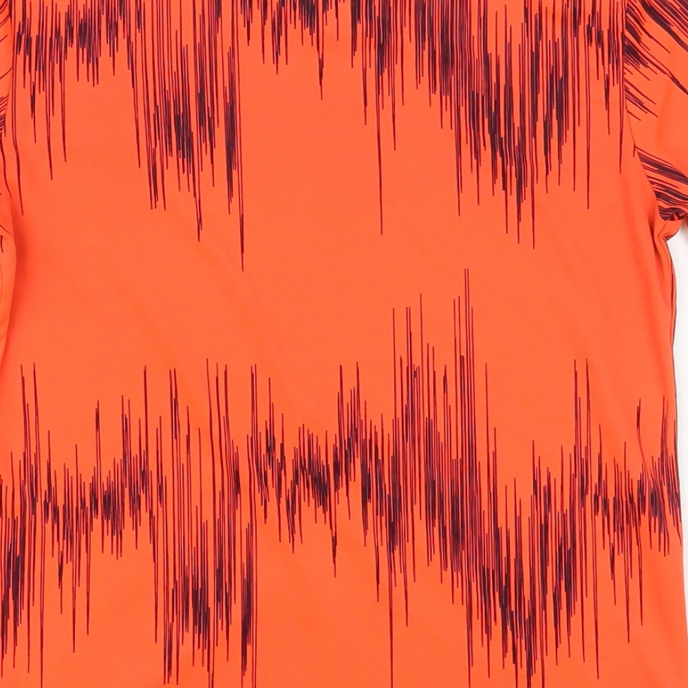 adidas Boys Orange Striped Polyester Pullover T-Shirt Size 11-12 Years V-Neck Pullover - Messi