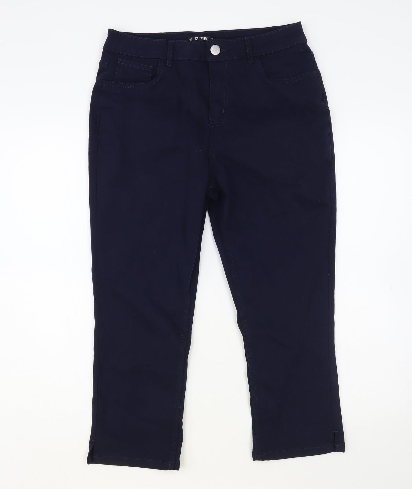 Dunnes Stores Womens Blue Cotton Cropped Jeans Size 12 L23 in Regular Button