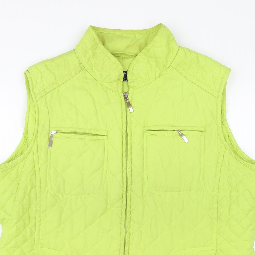 Dunnes Stores Womens Green Gilet Waistcoat Size 14 Zip