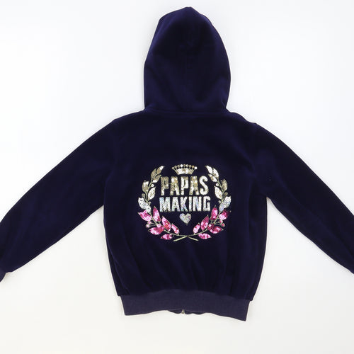 Kuzitong Girls Blue Polyester Full Zip Hoodie Size 7-8 Years Zip - Papas Making