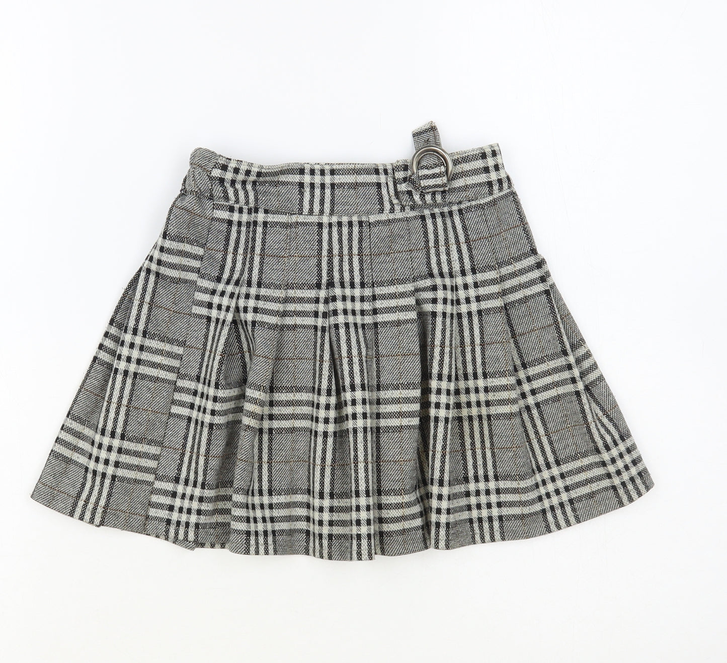 Yikutonghang Girls Grey Plaid Polyester Pleated Skirt Size 8-9 Years Regular Buckle