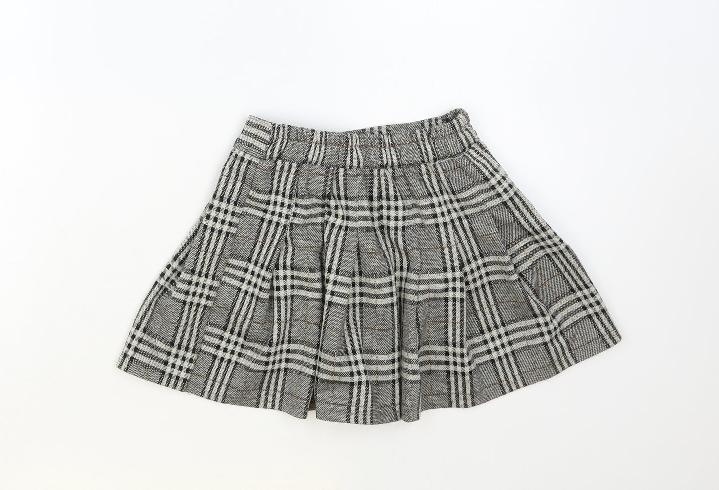 Yikutonghang Girls Grey Plaid Polyester Pleated Skirt Size 8-9 Years Regular Buckle