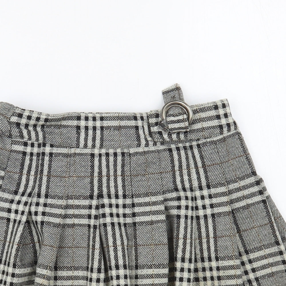 Yikutonghang Girls Grey Plaid Polyester Pleated Skirt Size 8-9 Years Regular Buckle