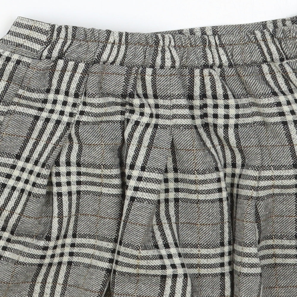 Yikutonghang Girls Grey Plaid Polyester Pleated Skirt Size 8-9 Years Regular Buckle