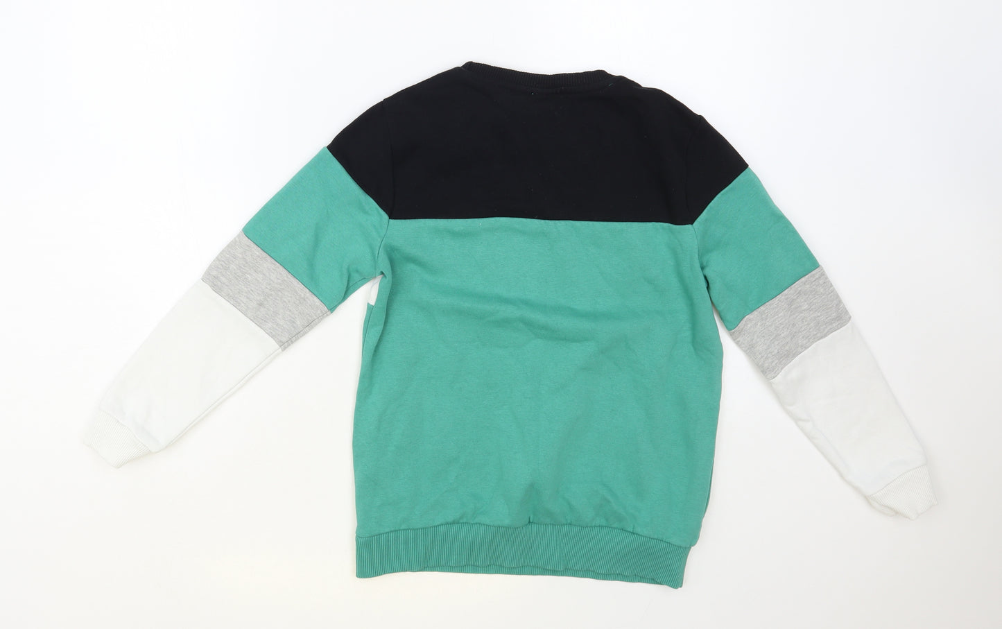 George Boys Green Colourblock Cotton Pullover Sweatshirt Size 10-11 Years Pullover - XBOX