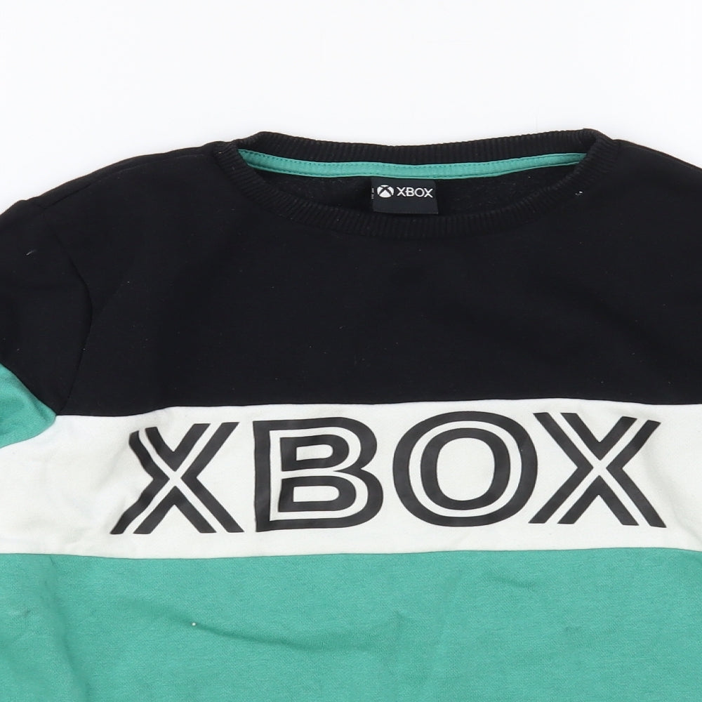 George Boys Green Colourblock Cotton Pullover Sweatshirt Size 10-11 Years Pullover - XBOX