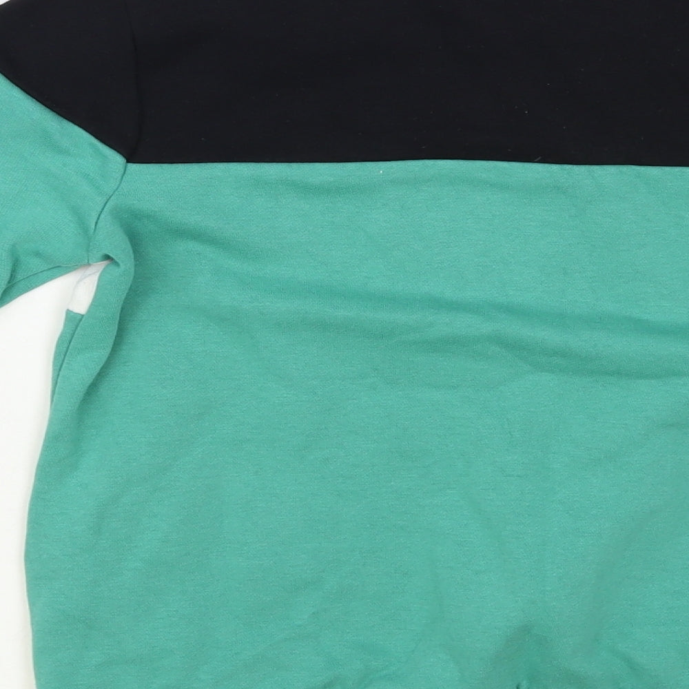 George Boys Green Colourblock Cotton Pullover Sweatshirt Size 10-11 Years Pullover - XBOX