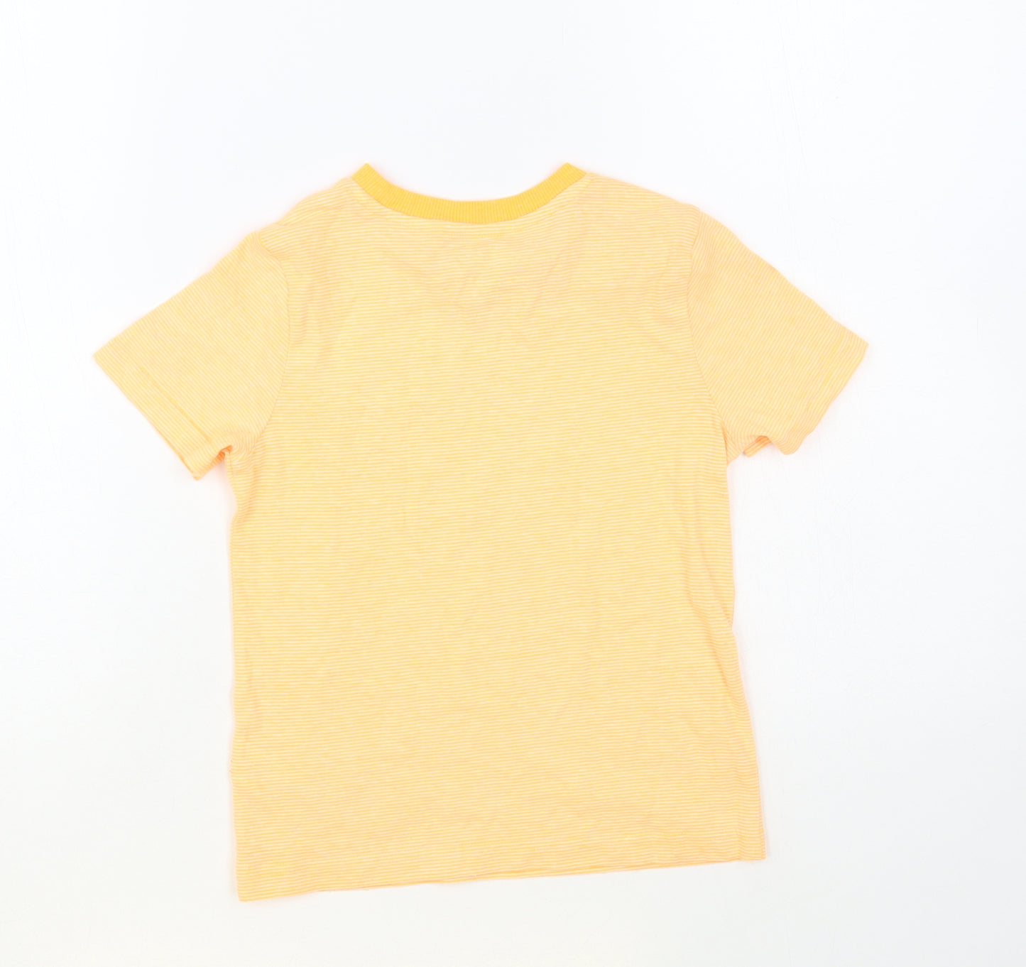 F&F Boys Orange Striped Cotton Pullover T-Shirt Size 5-6 Years Crew Neck Pullover - Dinosaur