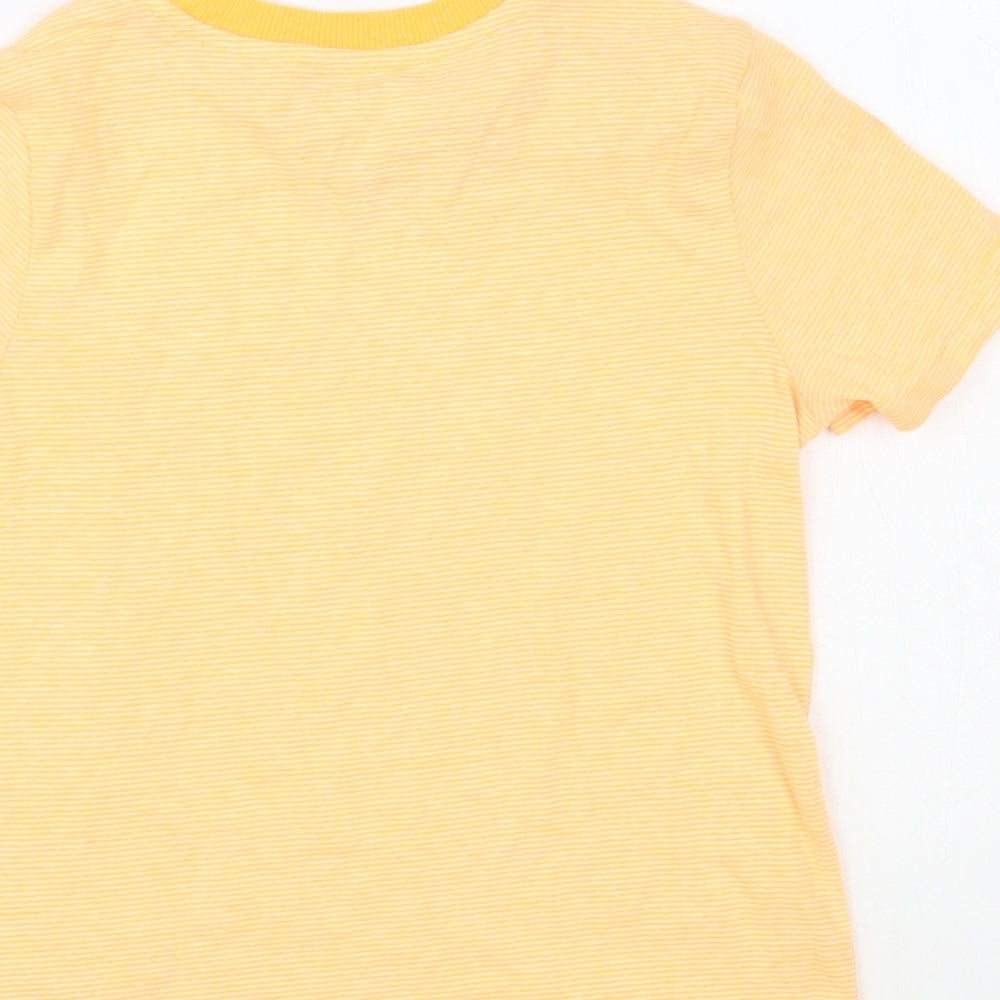 F&F Boys Orange Striped Cotton Pullover T-Shirt Size 5-6 Years Crew Neck Pullover - Dinosaur
