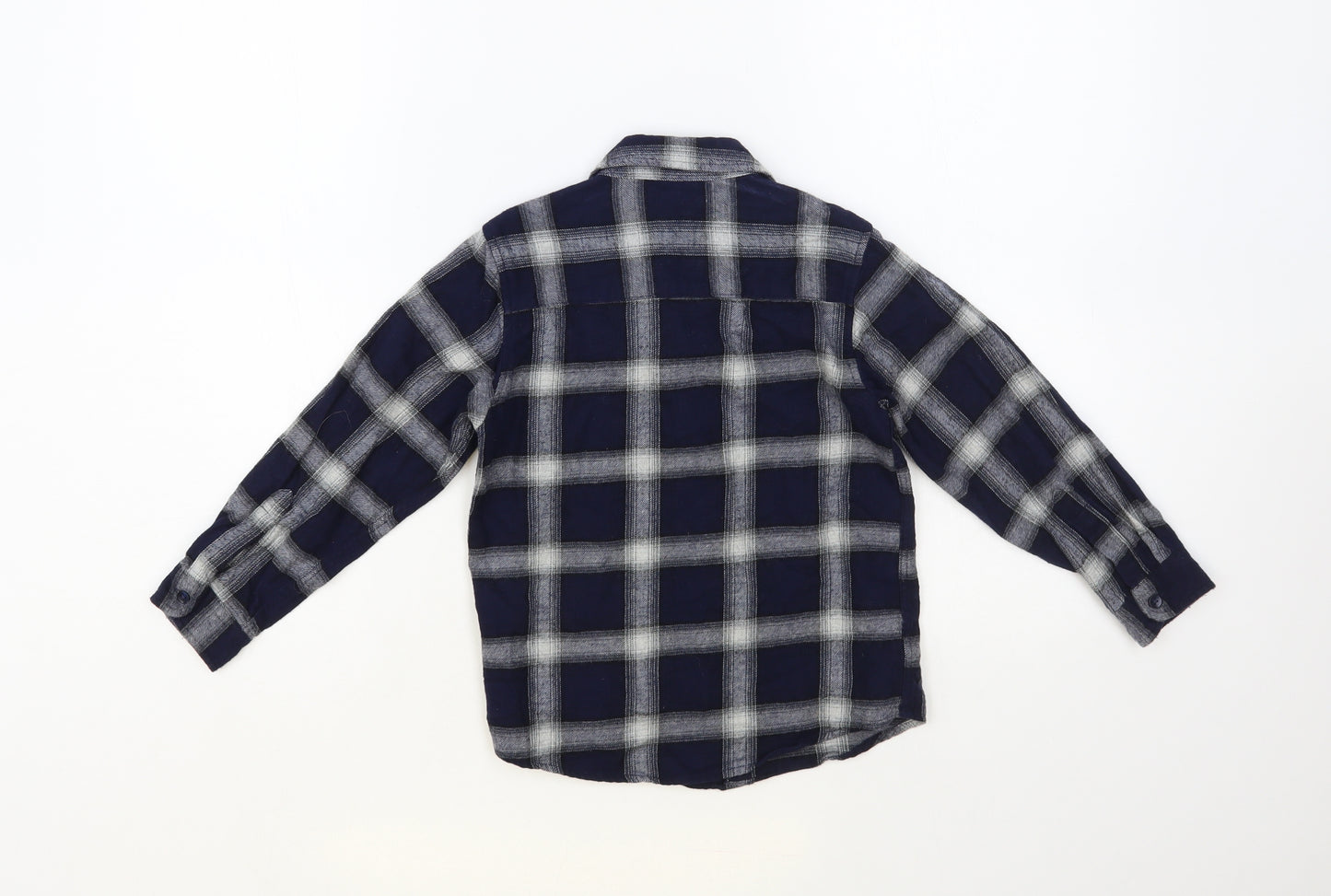 Primark Boys Blue Plaid Cotton Basic Button-Up Size 5-6 Years Collared Button